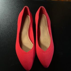 Red pointed flats. Worn once. Size 7.